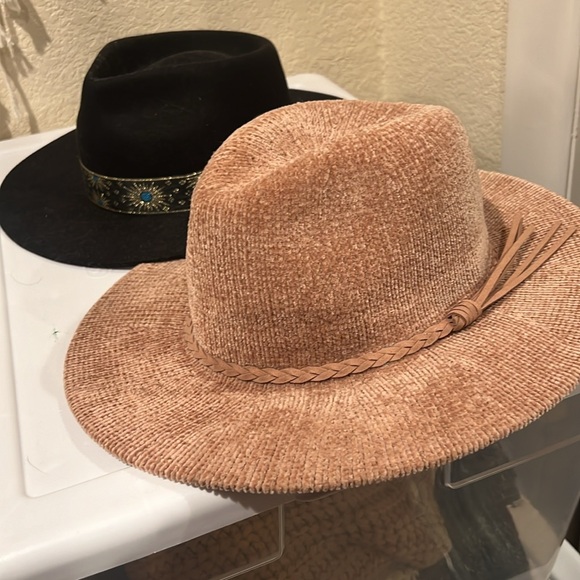 Tan Chennile Fedora Suede Braided Detail - Picture 3 of 9